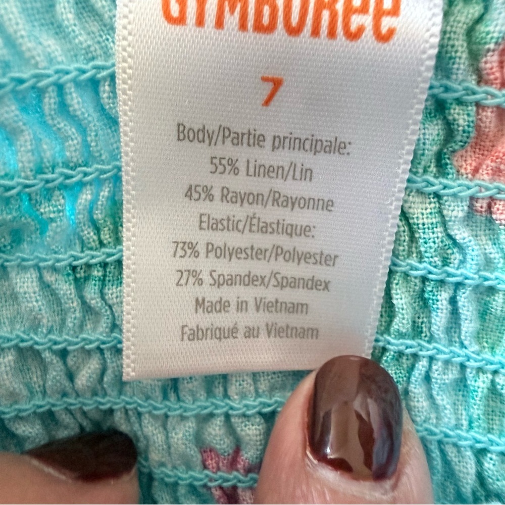 Gymboree Girls Tropical Smocked Ruffle Dress Splish-Splash Blue sise 7 - Picture 8 of 8